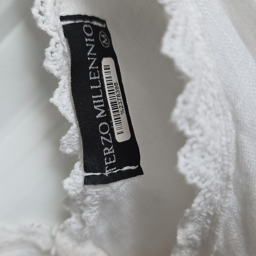 Terzo Millennio 100% Linen White Maxi Dress Women's Size Medium EUC - Picture 4 of 8